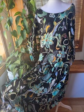 1XL Vintage Lotus Boho Floral Rayon Crop Top & Maxi Skirt Set Whimsy Romantic